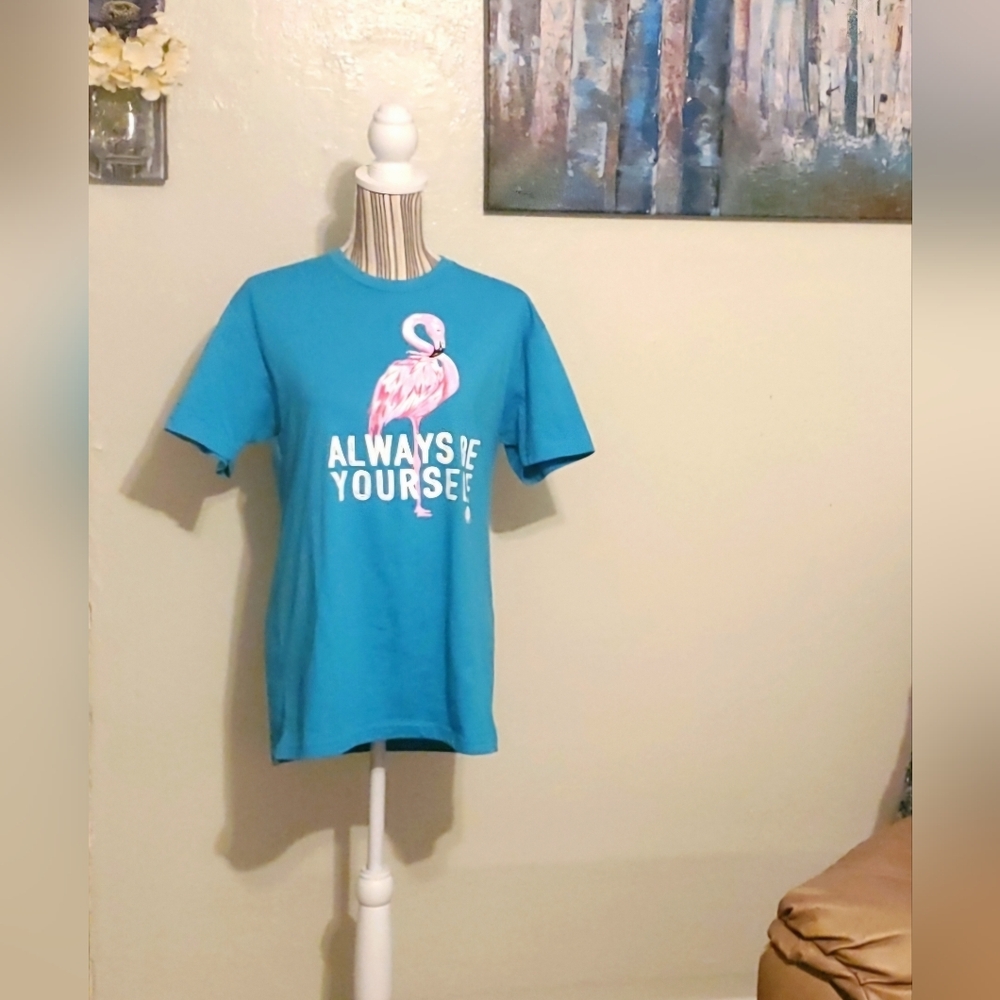 Women's T-Shirt "Always Be Yourself" Flamingo Blue Bella Canvas Medium